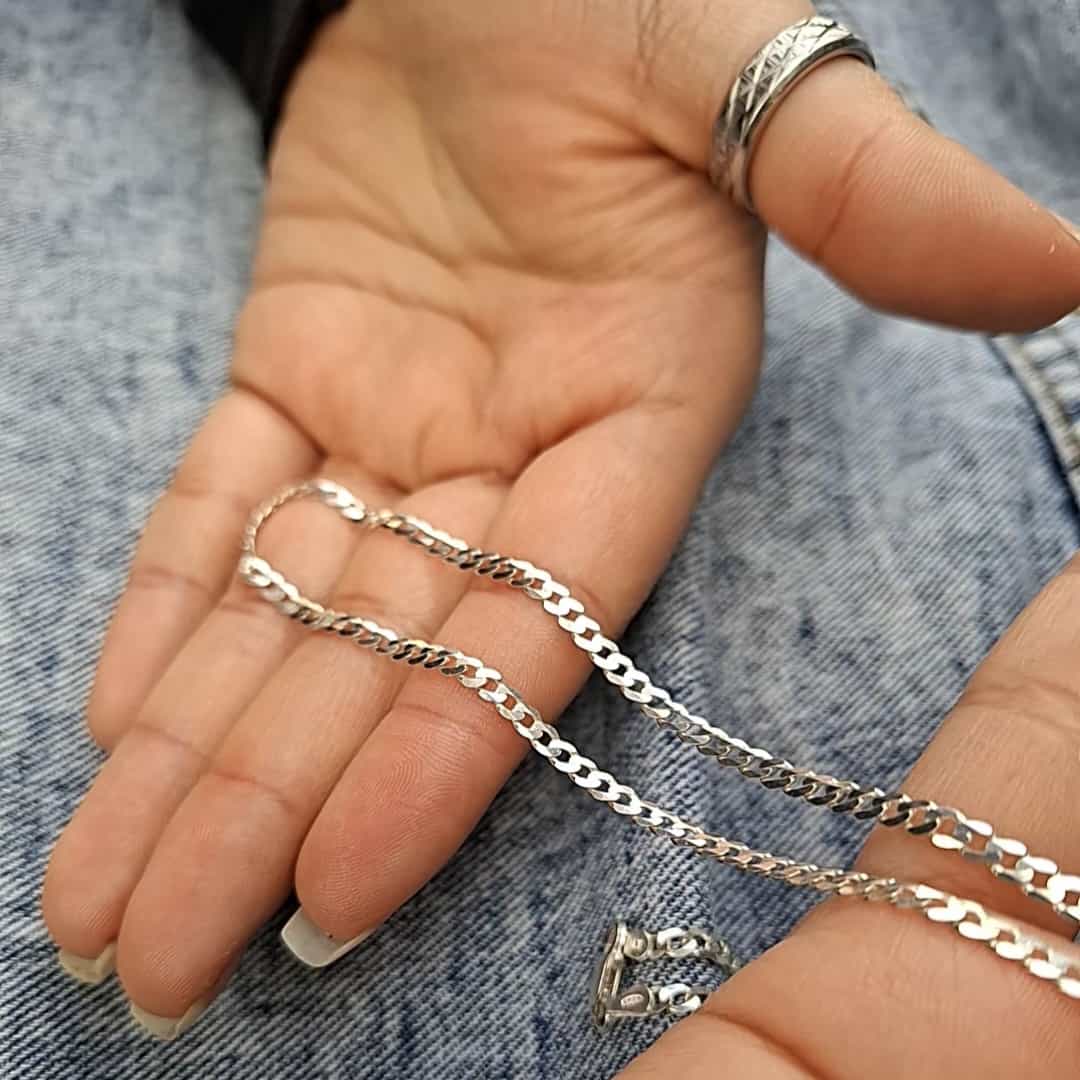 Cadena cubana plata 925 hombre mujer unisex 